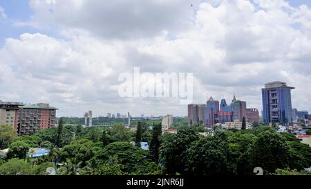 Bangalore,Karnataka,India-June 19 2022: View of Bangalore cityscape from terrace of Chancery Pavilion Hotel. Stadium and skyscrapers such as Prestige Stock Photo