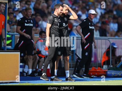 Huddersfield, England, 13th August 2022. Danny Schofield head coach of Huddersfield Town  during the Sky Bet Championship match at the John Smith's Stadium, Huddersfield. Picture credit should read: Lexy Ilsley / Sportimage Stock Photo