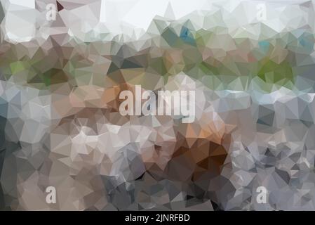 Abstract mosaic triangle pattern vector background. Low poly scenic of mountain and flower. Stock Vector