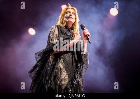 Florence Welch of Florence and the Machine performing live on stage in August 2022 Stock Photo