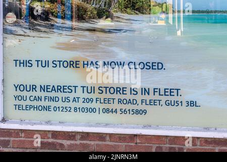 Closed down Tui travel agent business on the high street, Hampshire, England, UK Stock Photo