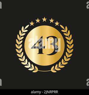 43 Years Anniversary Celebration Icon Vector Logo Design Template With Golden Concept Stock Vector