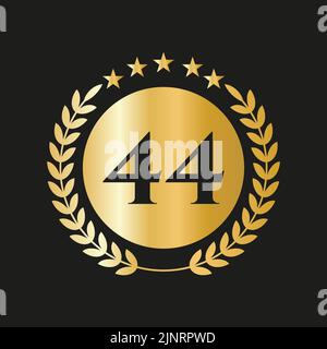 44 Years Anniversary Celebration Icon Vector Logo Design Template With Golden Concept Stock Vector