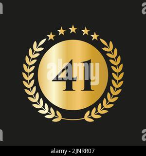 41st Years Anniversary Celebration Icon Vector Logo Design Template With Golden Concept Stock Vector