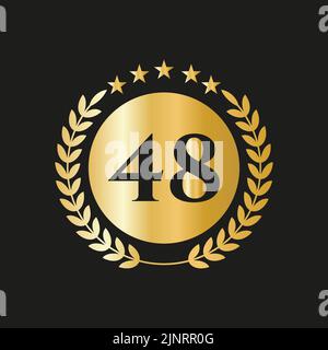 48 Years Anniversary Celebration Icon Vector Logo Design Template With Golden Concept Stock Vector