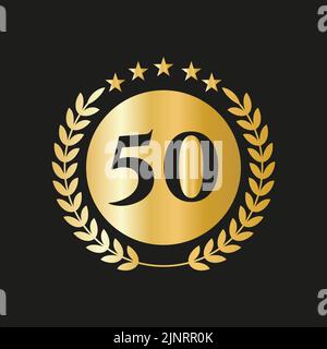 50th Years Anniversary Celebration Icon Vector Logo Design Template With Golden Concept Stock Vector