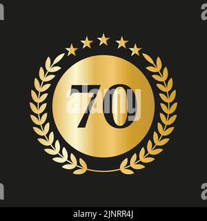 70th Years Anniversary Celebration Icon Vector Logo Design Template With Golden Concept Stock Vector