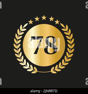 78th Years Anniversary Celebration Icon Vector Logo Design Template With Golden Concept Stock Vector