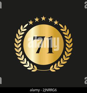 71 Years Anniversary Celebration Icon Vector Logo Design Template With Golden Concept Stock Vector