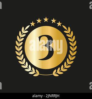 3rd Years Anniversary Celebration Icon Vector Logo Design Template With Golden Concept Stock Vector