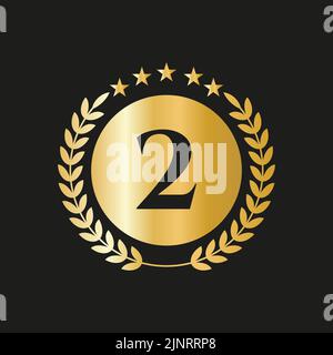 2nd Years Anniversary Celebration Icon Vector Logo Design Template With Golden Concept Stock Vector