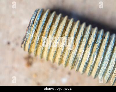 galvanized screw with rusty texture on a wooden background Stock Photo