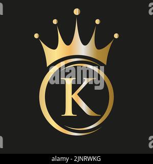 Letter K Crown Logo. Royal Crown Logo for Spa, Yoga, Beauty, Fashion, Star, Elegant, Luxury Sign Stock Vector