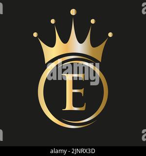 Letter E Crown Logo. Royal Crown Logo for Spa, Yoga, Beauty, Fashion, Star, Elegant, Luxury Sign Stock Vector