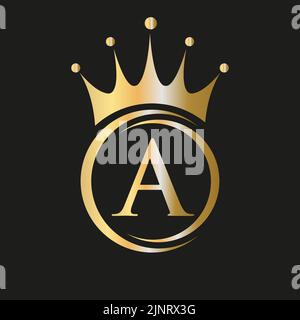 Letter A Crown Logo. Royal Crown Logo for Spa, Yoga, Beauty, Fashion, Star, Elegant, Luxury Sign Stock Vector