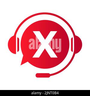 Communication, Chat Logo On Letter X Template. Bubble Speech, Consulting Sign Icon With X Letter Stock Vector