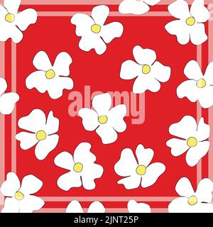 Print for kerchief, bandana, scarf, handkerchief, shawl, neck scarf. Squared pattern with ornament for fabric, textile, silk products. Paisley vector Stock Vector