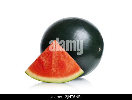 Seedless black watermelon isolated on white background Stock Photo