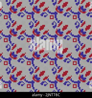 Cross stitch vector seamless vintage pattern. Ukrainian motif craft sewing embroidery vintage background Stock Vector