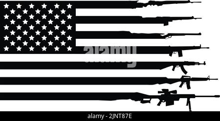 Distressed Gun Rifles American Flag Stock Photo