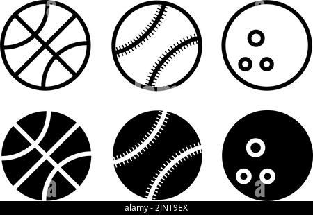 golf ball Sports balls minimal flat line icon set sign isolated on ...
