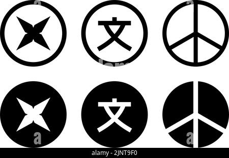 Translate icon and translation icon in modern style icons are located on white and black backgrounds. The pack has six icons.. Stock Vector