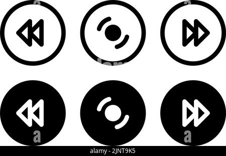 Set of Media player icons in modern style icons are located on white and black backgrounds. The pack has six icons.. Stock Vector
