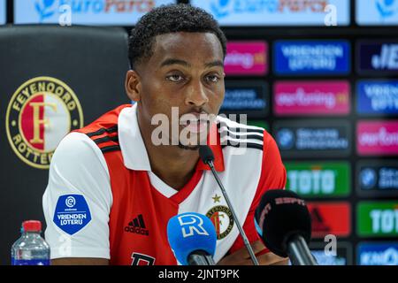 ROTTERDAM, THE NETHERLANDS - AUGUST 13: Quinten Timber of Feyenoord during the press conference during the Dutch Eredivisie match between Feyenoord and SC Heerenveen at de Kuip on August 13, 2022 in Rotterdam, The Netherlands (Photo by Geert van Erven/Orange Pictures) Stock Photo