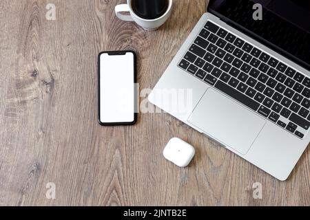 Laptop and smartphone screen. Blank screen Stock Photo
