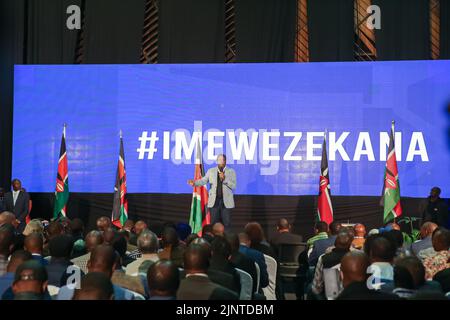 Nairobi, Kenya. 13th Aug, 2022. Former Vice president of Kenya Kalonzo Musyoka (C) addresses newly elected leaders during the event. The Azimio La Umoja-One Kenya alliance convened an Inaugural Conference for all the coalition party's elected leaders on Saturday, August 13th 2022, at the Kenyatta International Convention Centre (Credit Image: © Boniface Muthoni/SOPA Images via ZUMA Press Wire) Stock Photo