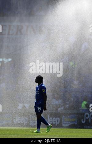 Cardiff, UK. 13th Aug, 2022. Romaine Sawyers of Cardiff City looks on ahead of the 2nd half. EFL Skybet championship match, Cardiff city v Birmingham City at the Cardiff City Stadium in Cardiff, Wales on Saturday 13th August 2022. this image may only be used for Editorial purposes. Editorial use only, license required for commercial use. No use in betting, games or a single club/league/player publications. pic by Andrew Orchard/Andrew Orchard sports photography/Alamy Live news Credit: Andrew Orchard sports photography/Alamy Live News Stock Photo