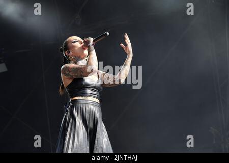 Catton Park, United Kingdom, 13 Aug, 2022, Jinjer performs on the Main stage at Bloodstock Open Air Festival. Credit: Will Tudor/Alamy Live News Stock Photo