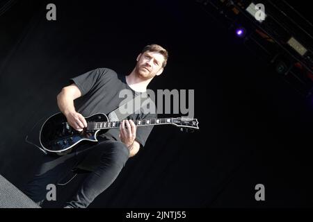 Catton Park, United Kingdom, 13 Aug, 2022, Sylosis performs on the Main stage at Bloodstock Open Air Festival. Credit: Will Tudor/Alamy Live News Stock Photo