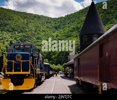 Lehigh Gorge Scenic Railway Station, Jim Thorpe Pennsylvania, USA Stock Photo