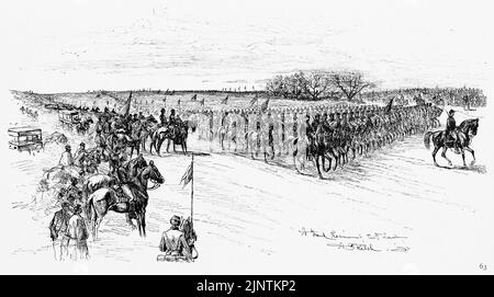 The Grand Review. Review of the Army of the Potomac under President Abraham Lincoln, April 8th, 1863. 19th century American Civil War illustration by Edwin Forbes Stock Photo