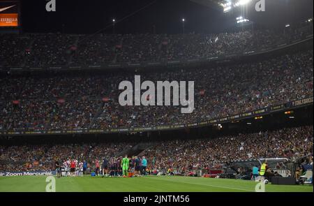 Barcelona,Spain.13 August,2022.  FC Barcelona v Rayo Vallecano  General view of Spotify Camp Nou during the match between FC Barcelona and Rayo Vallecano corresponding to the first day of La Liga Santander at Spotify Camp Nou Stadium in Barcelona, Spain. Stock Photo