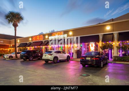 Miami, FL, USA - August 1, 2022: Night photo Hiro Japanese Restaurant and Lounge Sushi Miami Stock Photo