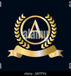 Golden Letter L laurel wreath template logo Luxury gold letter with ...