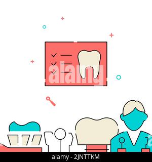 Tooth snapshot filled line vector icon, simple illustration, related bottom border. Stock Vector