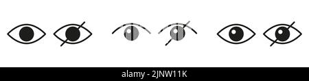 Password hidding icons set. Icons for data privacy and sensitive content mark. Outline vector illustration Stock Vector