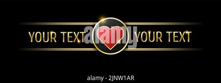Hearts sign on round button. Ui element for mobile app or web site. Vector set of four casino or poker themed navigation panels on black background. Stock Vector