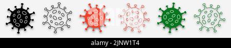 Set icon sign virus or pox with shadow. Pox virus concept. Vector illustration Stock Vector