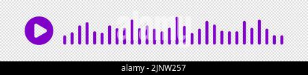 Pink or purple sound waves of the equalizer isolated on white background. Vector clipart Illustration. Concept play audio message in social network on Stock Vector