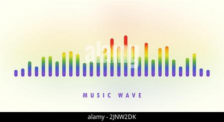 Colorful sound wave equalizer. Background ui design musical sound wave. Vector illustration. Stock Vector