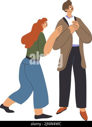 Scared or shocked people, afraid man and woman Stock Vector