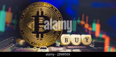 Cryptocurrency, virtual money. Blockchain technology, bitcoin mining concept Stock Photo
