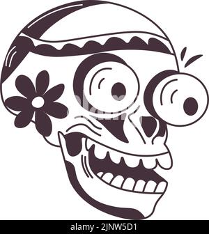 Skeleton character, skull with shocked expression Stock Vector