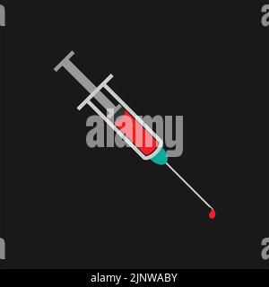 Syringe icon, flat style. - Vector Stock Vector