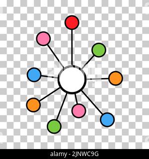 Hub flat network icon, connect structure vector symbol isolated ...