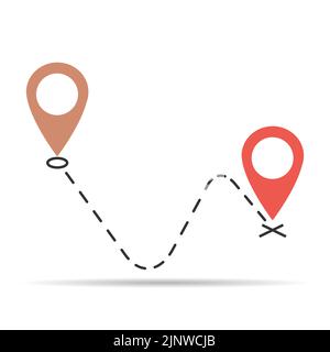 We have moved announcement design shadow, location Vector icon symbol pointer, navigation illustration . Stock Vector